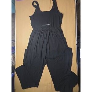 Casei XL Black Jumpsuit with zippered front pocket and side pockets